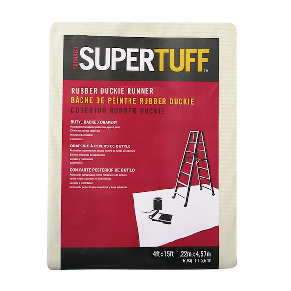 Rubber Duckie Trimaco SuperTuff 4 ft. W X 15 ft. L X 0.06 mil Butyl Coated Drop Cloth 1 pk 80208 - main